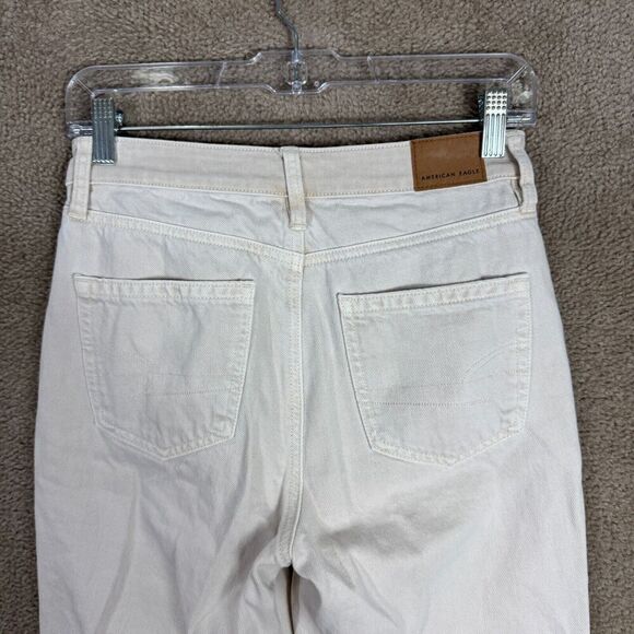 American Eagle Mom Jeans Womens Size 0 Light Beige Straight Leg High Rise Denim - Picture 7 of 12